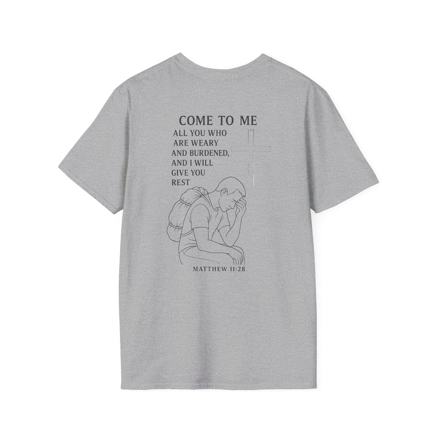 Matthew 11:28 "Come to Me" Burdened Man Tee – NAH Brother Edition