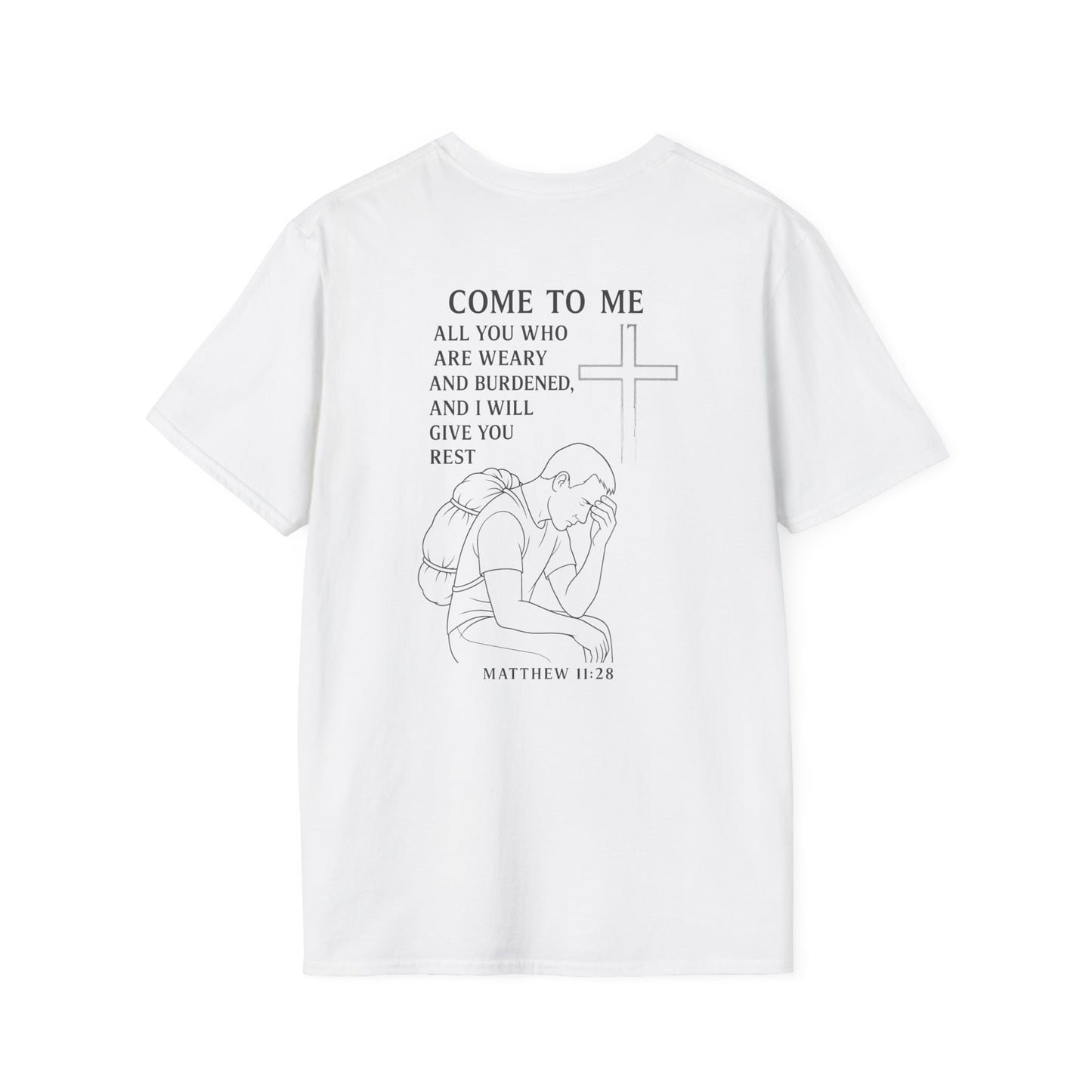 Matthew 11:28 "Come to Me" Burdened Man Tee – NAH Brother Edition
