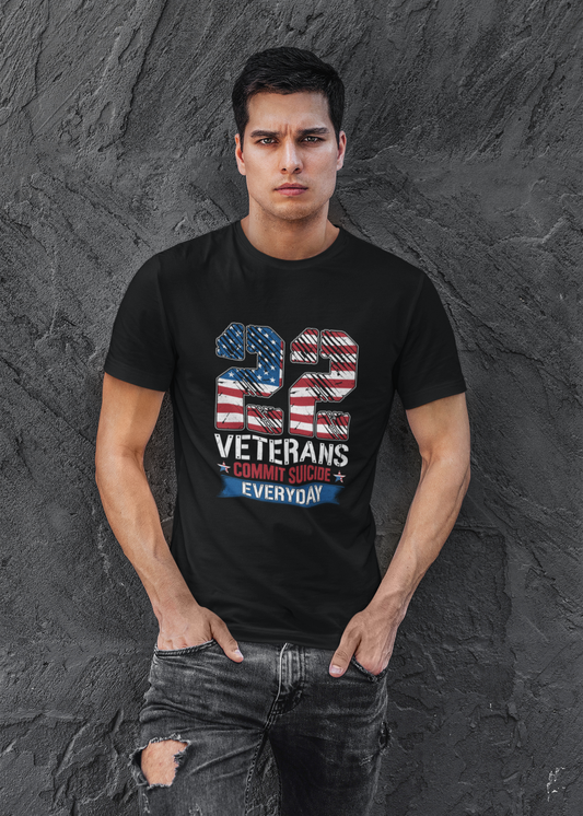 Veteran Suicide - 22 Too Many - T-Shirt - Black