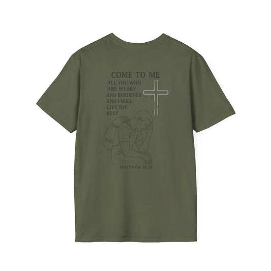 Matthew 11:28 "Come to Me" Burdened Man Tee – NAH Brother Edition