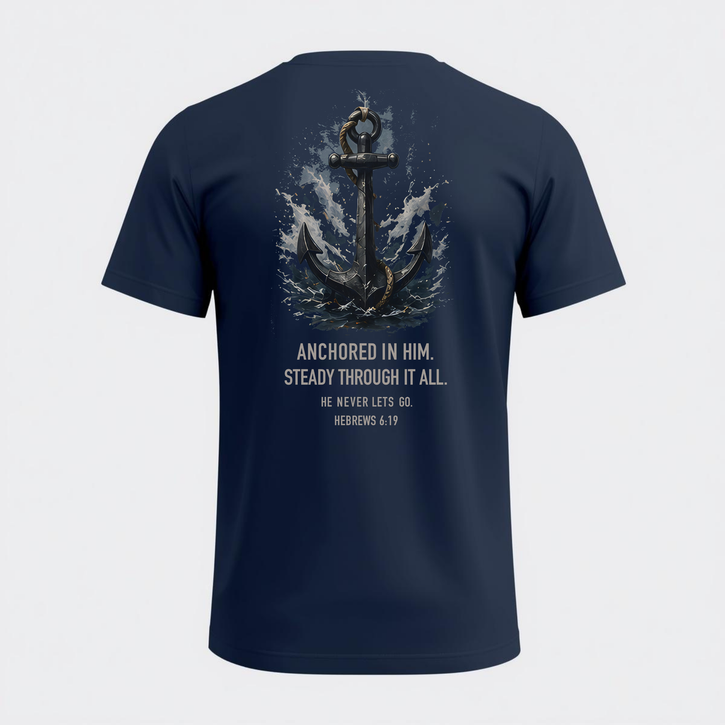Anchored in Him - T-Shirt - Blue