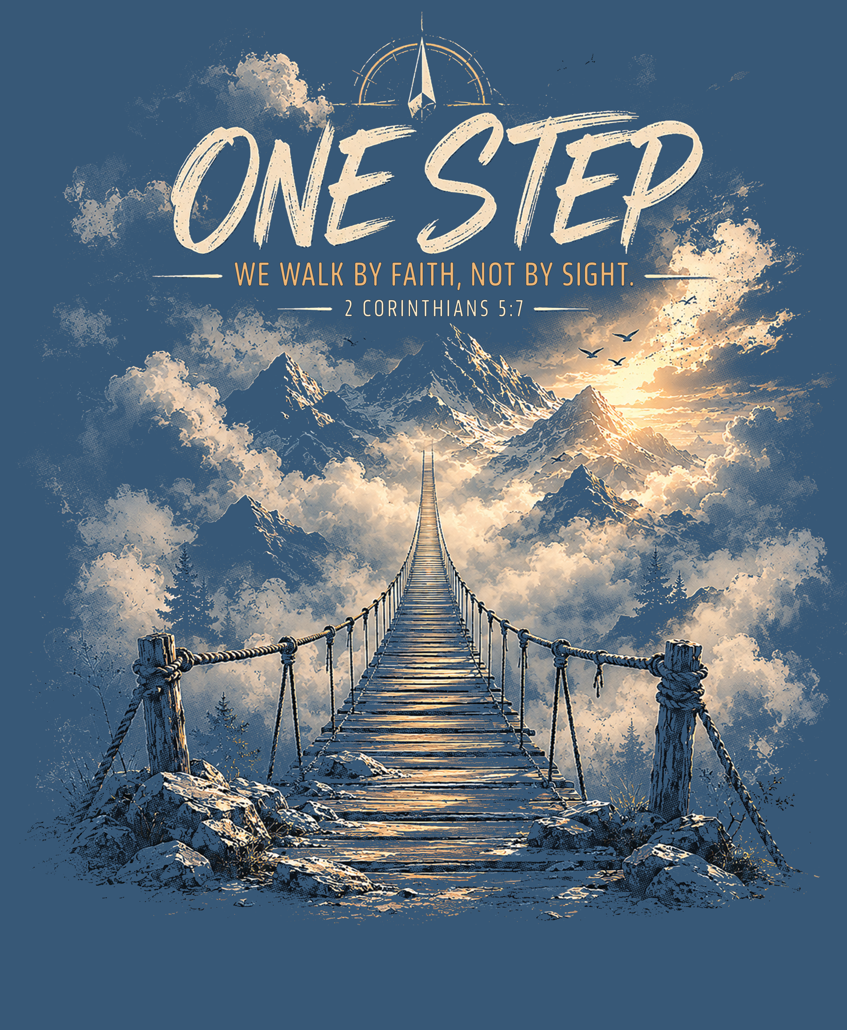 One Step Walk By Faith - T-Shirt - Blue