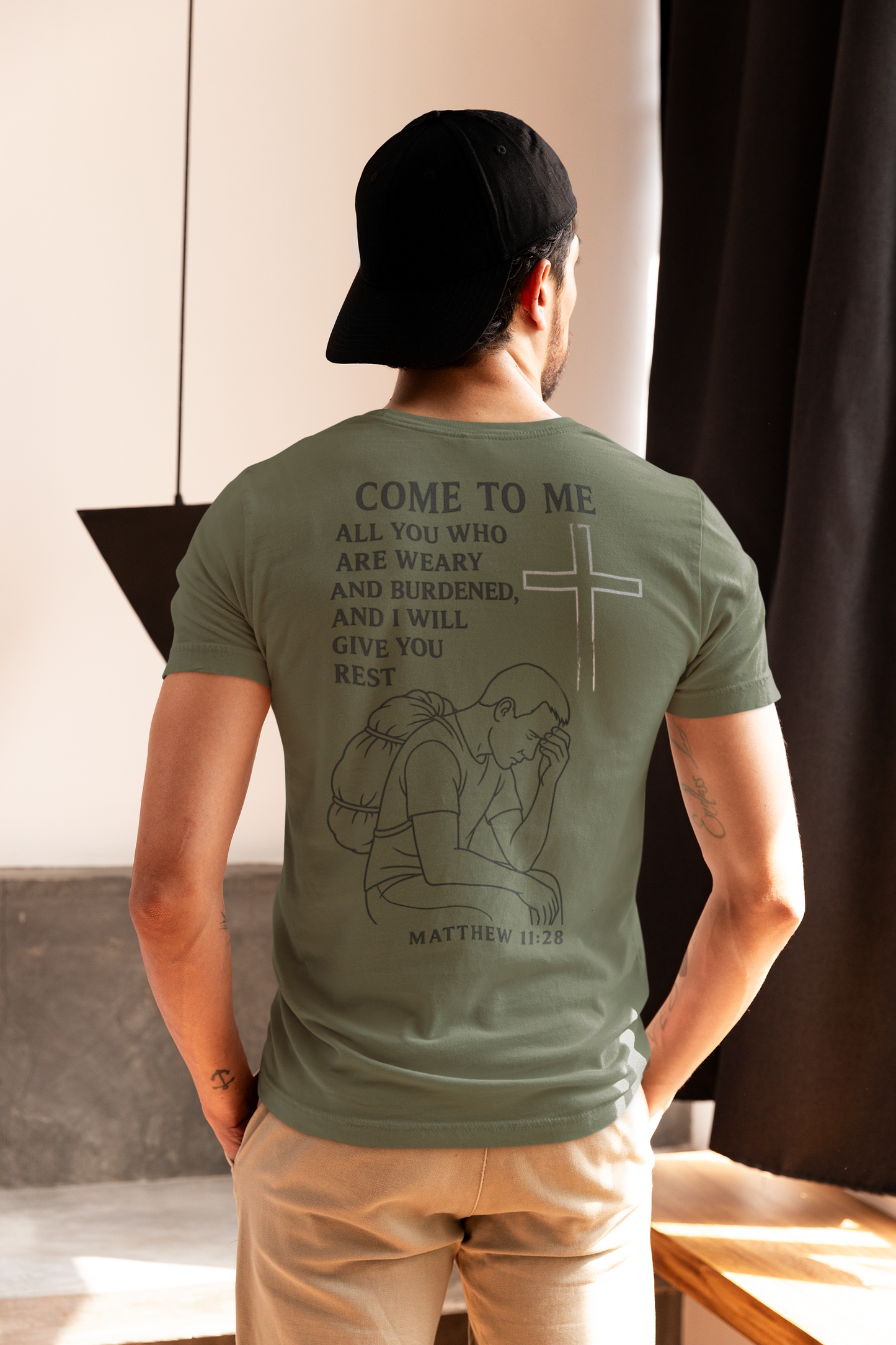 Matthew 11:28 "Come to Me" Burdened Man Tee – NAH Brother Edition