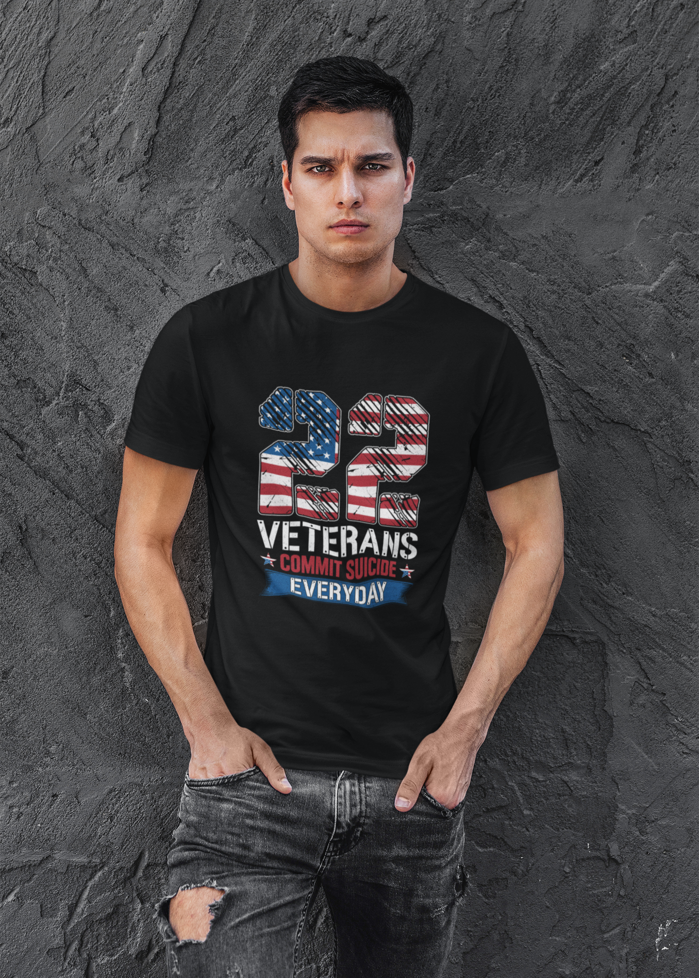 Veteran Suicide - 22 Too Many - T-Shirt - Black